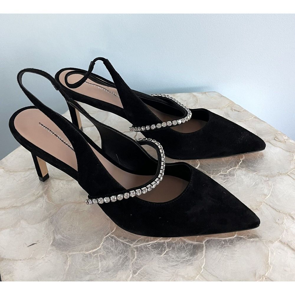 Stuart Weitzman Crystalline Slingback Suede Leather‎ Heels Size 7